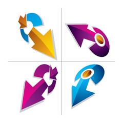 Three-dimensional graphic elements collection with simple arrows