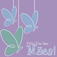 Hand Drawn Portuguese Happy Mother's Day card in vector format.