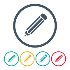 set pencils icons different color on the white background