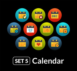 Flat icons vector set 5 - calendar collection