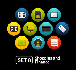 Flat icons set 8 - shopping and finance collection