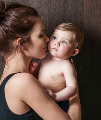 Mother and baby. Happy family. Mom's love and tenderness.
