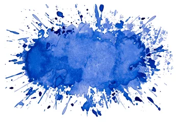 Rolgordijnen Abstract artistic blue watercolor splash object background © didecs