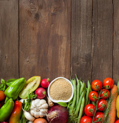 CousCous in a bowl and fresh vegetables