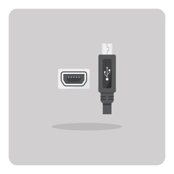 Vector of flat icon, Mini USB connector on isolated background