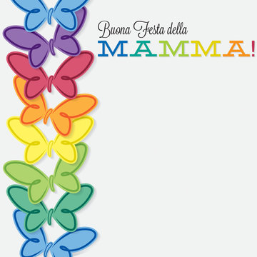 Italian line of butterflies Mother's Day card in vector format.