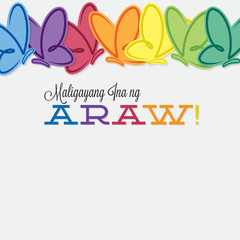 Fototapeta na wymiar Tagalog line of butterflies Mother's Day card in vector format.