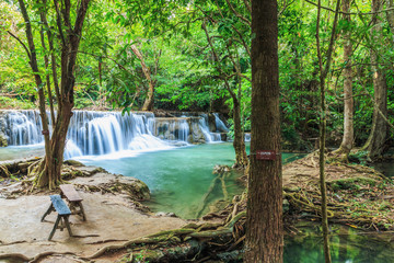 Waterfall Huay Mae Kamin National Park in Kanchanaburi Province,