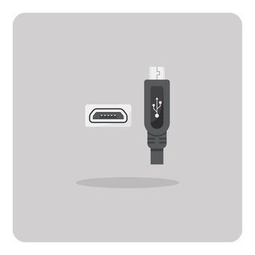 Vector of flat icon, Micro USB connector on isolated background