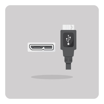 Vector of flat icon, Micro USB connector on isolated background