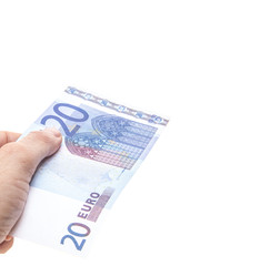 Hand holding twenty euro note