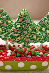 Rice crispy bars decorated for Christmas