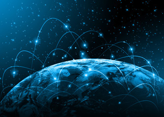 Best Internet Concept of global business. Globe, glowing lines