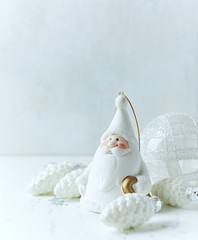 Vintage Christmas decorations in white