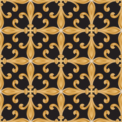 Abstract seamless damask background pattern design. Vector, illustration.
