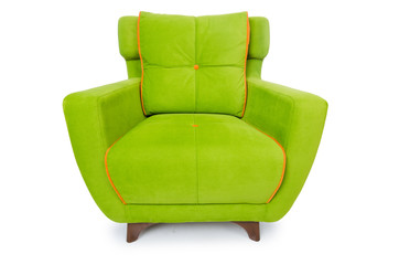 Green armchair isolated on the white