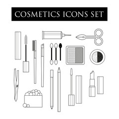 cosmetics tools icons  illustration