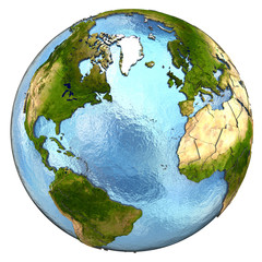 Europe and north America on Earth