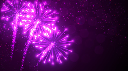 Festive lilac firework background.