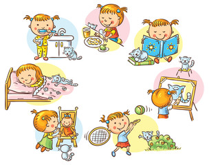 Little girl's daily activities