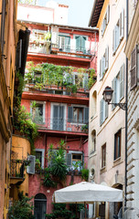 Fototapeta na wymiar Beautiful street view of old town in Rome, ITALY