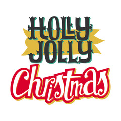 Christmas card. Hand lettering. Decorative pattern.