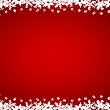 Red christmas background with snowflakes
