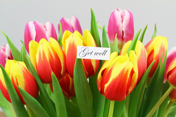 Get well card with colorful tulips
