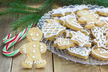 Homemade christmas shortbread cookies on a glass plate