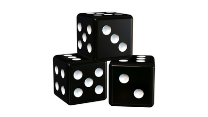 three black Dices - isolated on white background