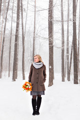 young woman in winter park