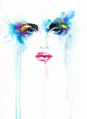 Photo sur Plexiglas Visage aquarelle Beautiful face. woman portrait. abstract watercolor .fashion background