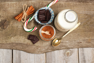 Ingredients for homemade cacao (cocoa)