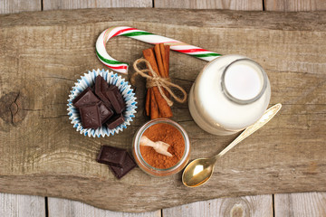 Ingredients for homemade cacao (cocoa)