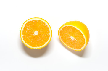 Double Slice of fresh orange isolated on white background