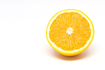 Slice of fresh orange isolated on white background