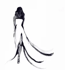 Photo sur Plexiglas Visage aquarelle woman with elegant dress .abstract watercolor .fashion background