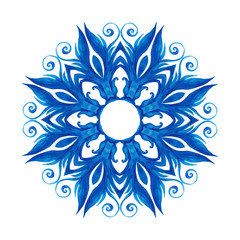 Floral circle ornament. Watercolor pattern. Vector illustration.