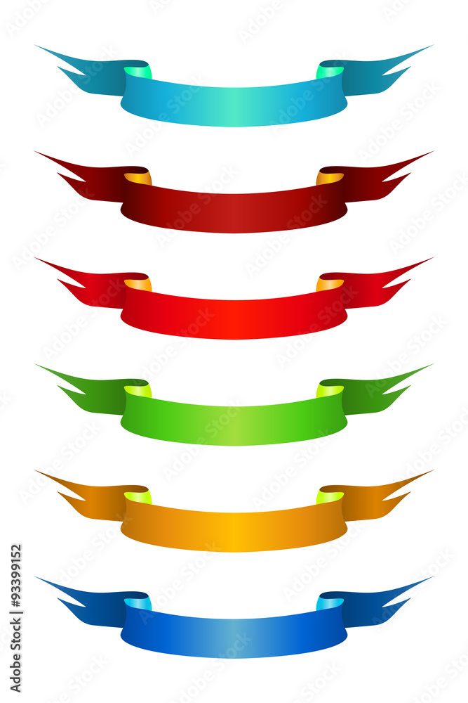 Wall mural Set of  colored ribbon banners. Vector illustration.