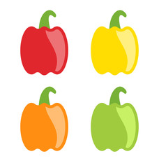 Set Colorful Bell Peppers Isolated