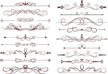 set of design elements in vintage style vectorized