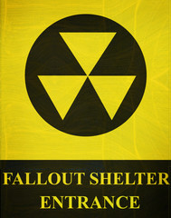 old worn fallout shelter sign