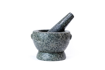 Stone mortar on white background