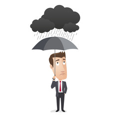 Business character - Umbrella, black clouds
