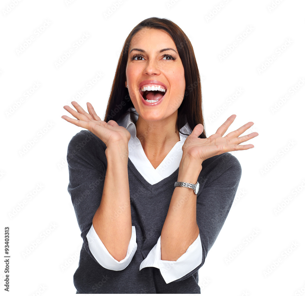 Canvas Prints happy excited business woman.