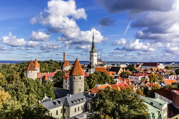 Obraz premium Panoramic view of Tallinn old town. Estonia, Europe.