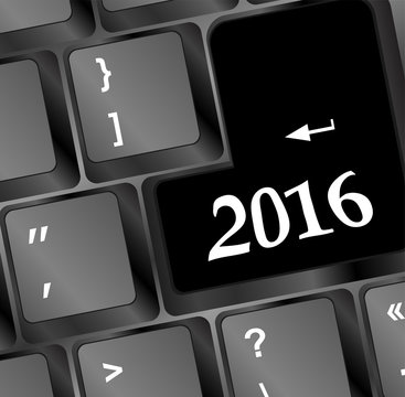 Keyboard on year 2016 image with hi-res rendered artwork that could be used for any graphic design.