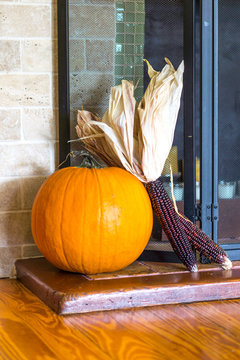 Pumpkin On The Mantel