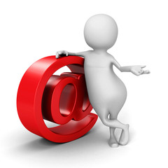 White 3d Man With Red E-mail AT Symbol
