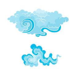 Cartoon Clouds Set in east style. Illustration of a collection o